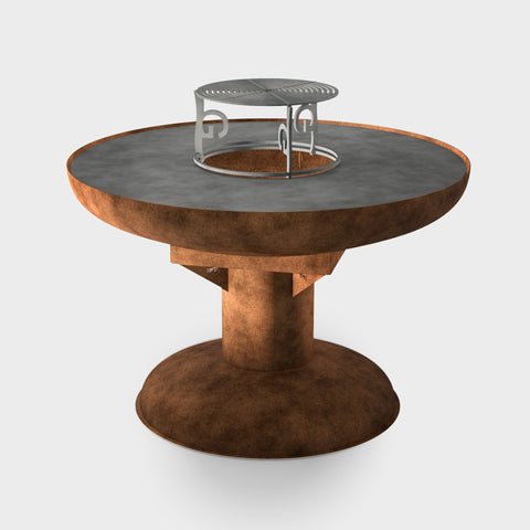 Brasero barbecue plancha Grandgousier 1500 rond sur pieds