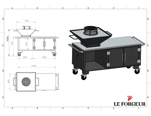 Meuble Brasero Plancha 750 x 750