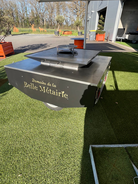 Remorque Brasero 1250X1250 PERSONNALISABLE INOX PLAQUE DE CHAUFFE