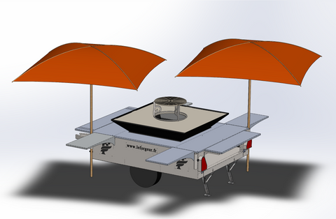 Location Remorque Brasero 1400x1400 habillage inox du châssis et plateau inox