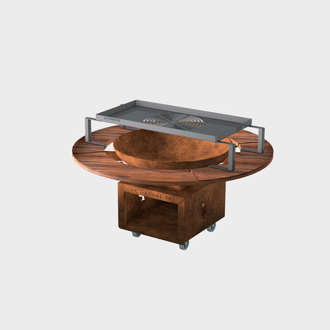 Braséro barbecue plancha Grandgousier 750 H600 rond bois