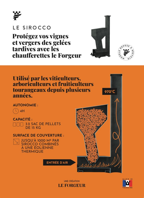 La Chaufferette sirocco pour Vignes et Vergers AVEC PIEDS