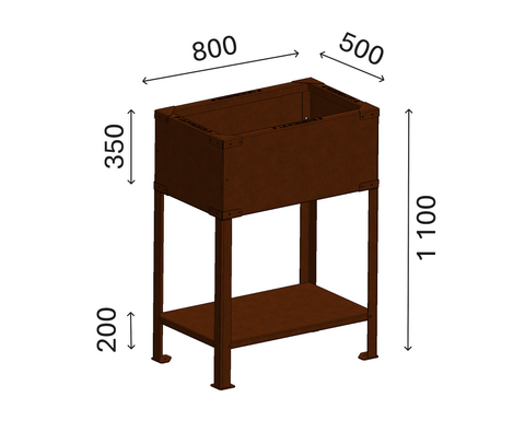 Jardinière 800 x 500 x 900 sur pieds