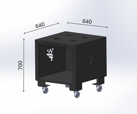 Bas de brasero 1000 carré pour brasero avec couronne bois